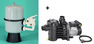 Filter Schwimm technologie, durch. 400 mm, mit Seitenventil 1 1/2" + Wasserpumpe 8 m³/h, 230V